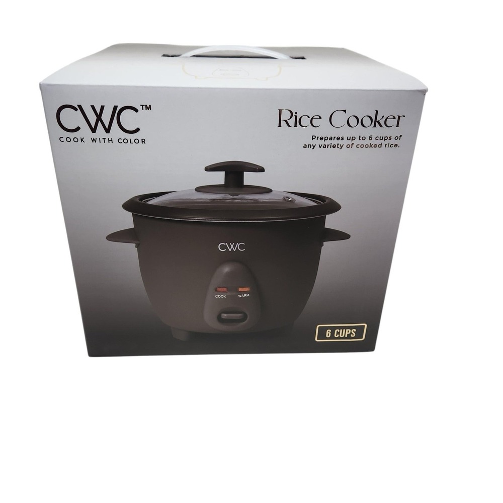CWC Rice Cooker 6 Cups Black Electric Nonstick Cook With Color BPA Free New